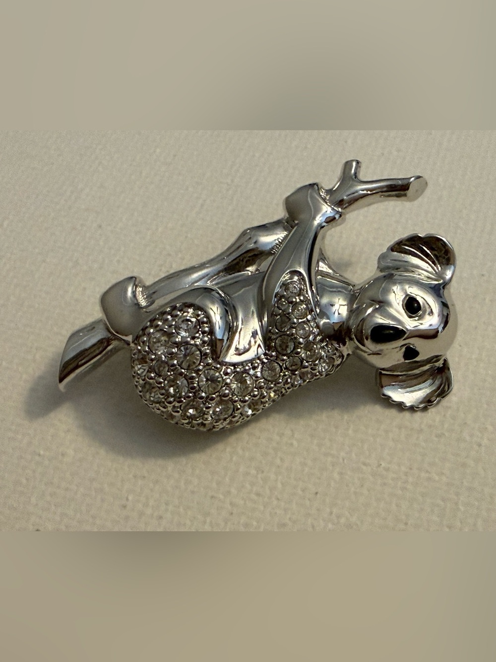 Swarovski  Silvertone  Crystal Koala Bear Brooch